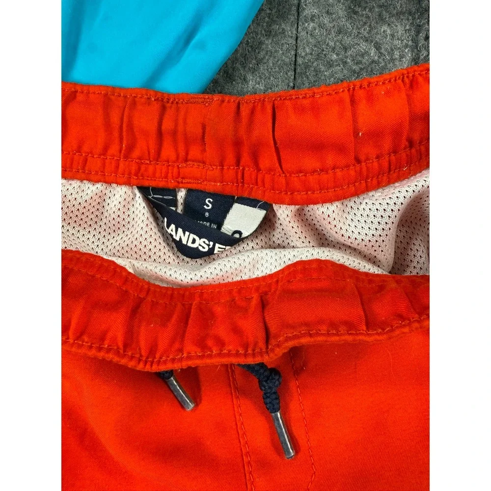 Lands End Boys Swim Set Rash Guard Swim Trunks Blue Orange Skateboard Size S 8
